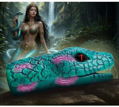 Creature Cocks Python Vibrating Rechargeable Silicone Masturbator - Green/Black