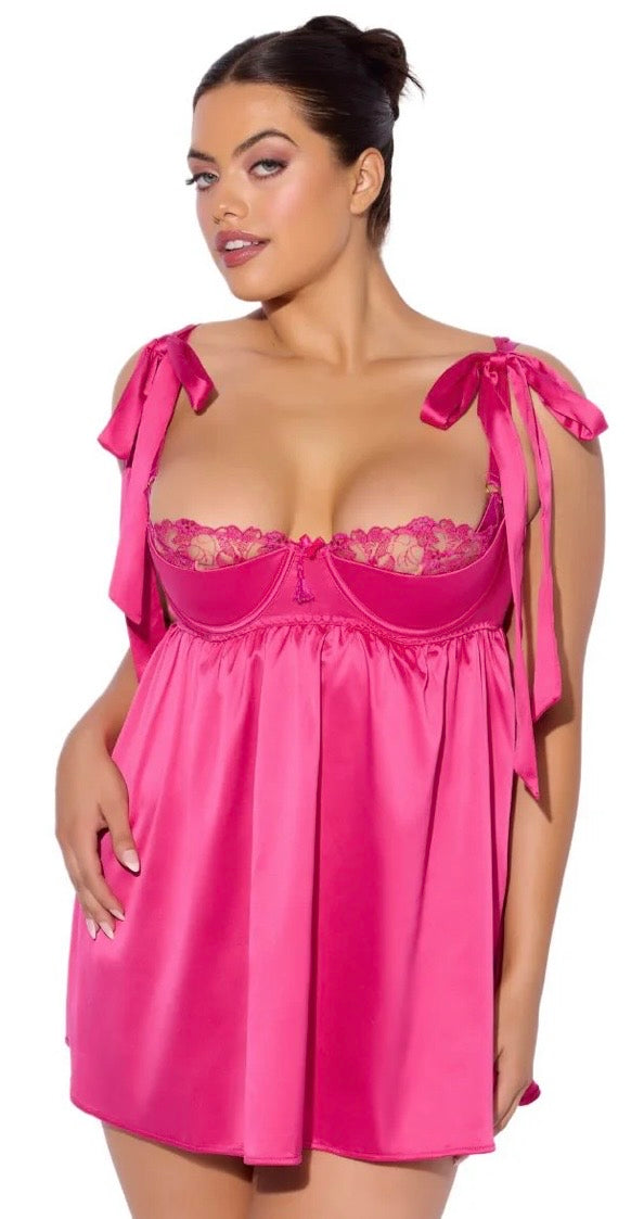Brigeta Satin Babydoll & G-String Set