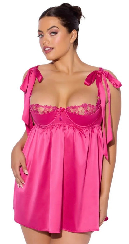 Brigeta Satin Babydoll & G-String Set